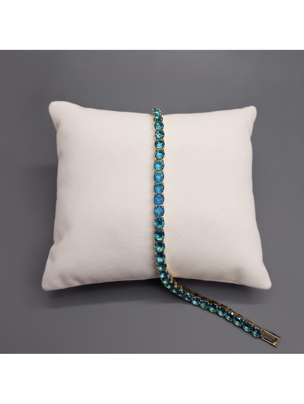 candy+clover Aqua Gold Tone Tennis Bracelet